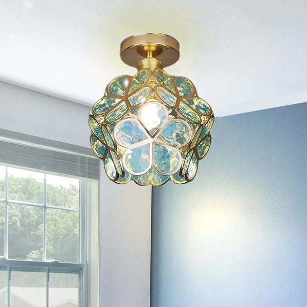 Deko Deckenlampe mit Glasblumen