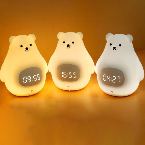 LED-Wecker mit Nachtlicht in Form eines Eisbären