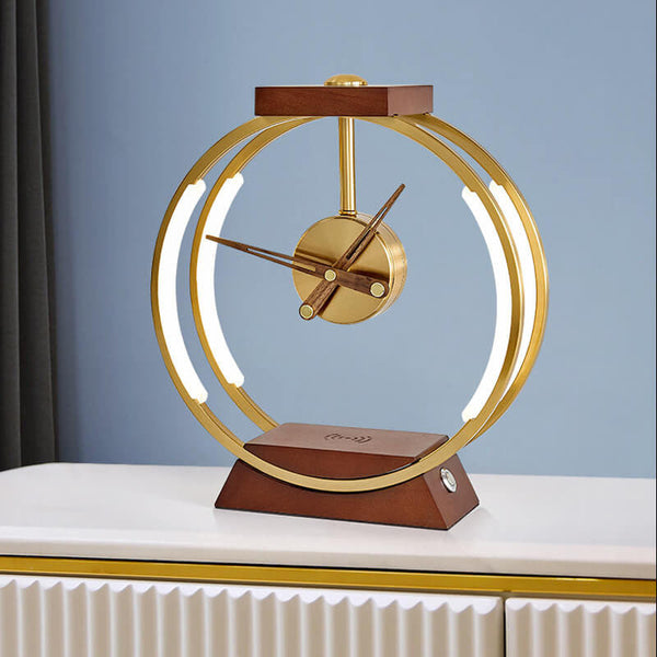 Moderne LED-Tischlampe mit kabelloser Ladefunktion und Uhr