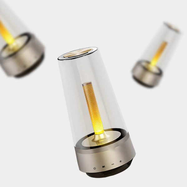 Drahtloser Bluetooth-Lautsprecher mit Flammen-Design und LED-Tischlampe