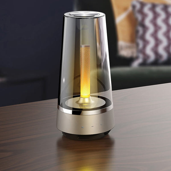 Drahtloser Bluetooth-Lautsprecher mit Flammen-Design und LED-Tischlampe