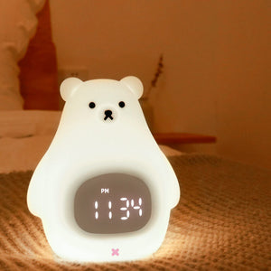 LED-Wecker mit Nachtlicht in Form eines Eisbären