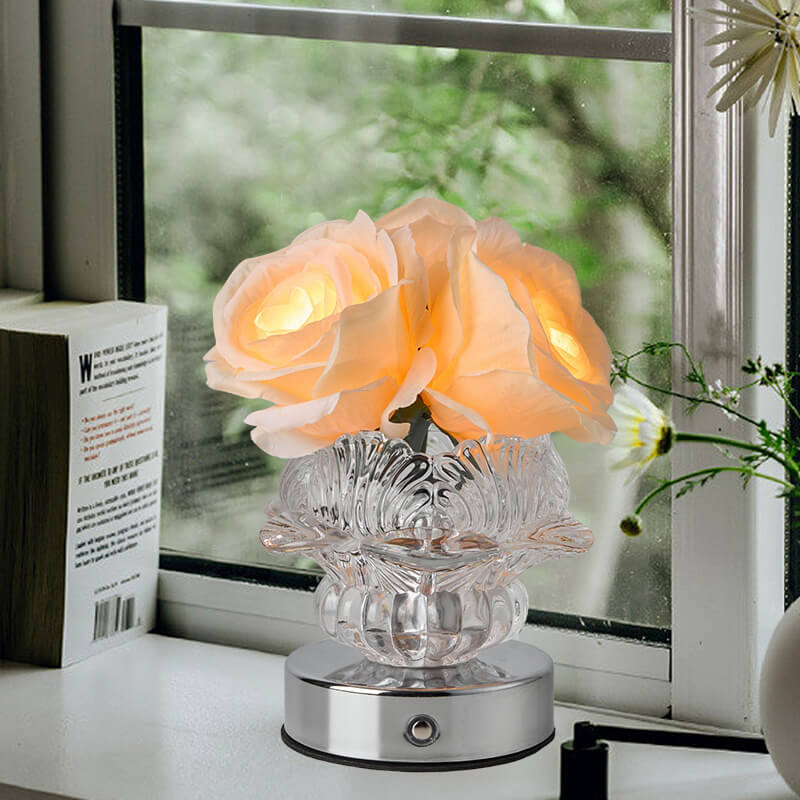 LED-Dekorative Rosenblüten-Tischlampe