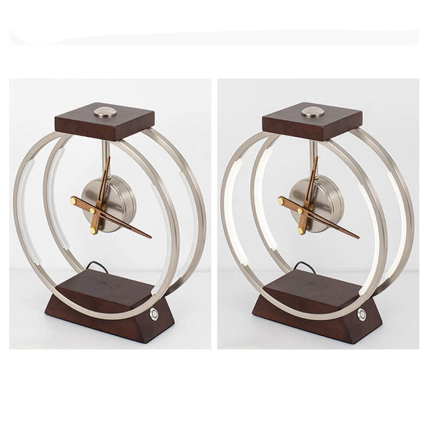 Moderne LED-Tischlampe mit kabelloser Ladefunktion und Uhr