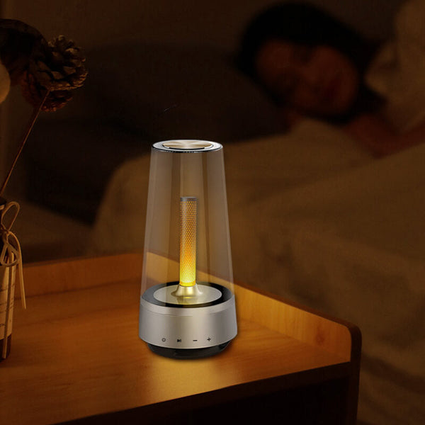 Drahtloser Bluetooth-Lautsprecher mit Flammen-Design und LED-Tischlampe