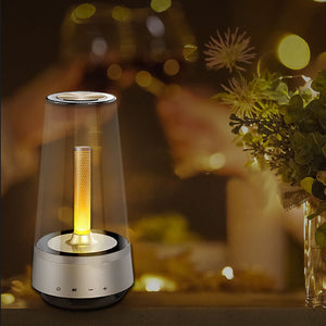 Drahtloser Bluetooth-Lautsprecher mit Flammen-Design und LED-Tischlampe