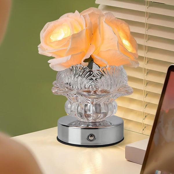 LED-Dekorative Rosenblüten-Tischlampe