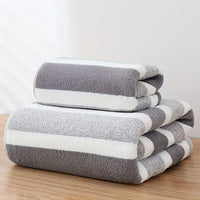2-teiliges Handtuch Set mit Streifenmuster – Schnell Trocknend und Absorbierend