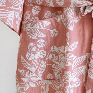 Weicher Kimono-Bademantel mit Blumendruck und langen Ärmeln