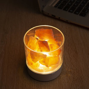 Kristallsalz-Tischlampe mit Farbwechselnder LED