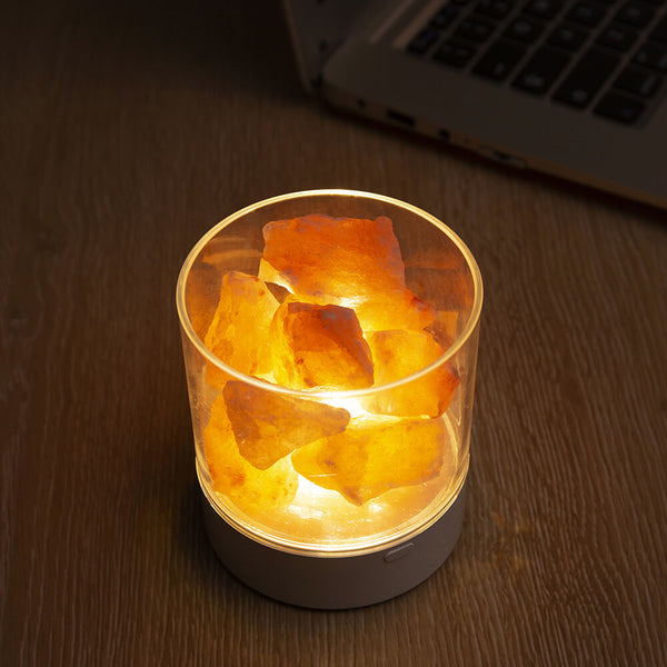 Kristallsalz-Tischlampe mit Farbwechselnder LED