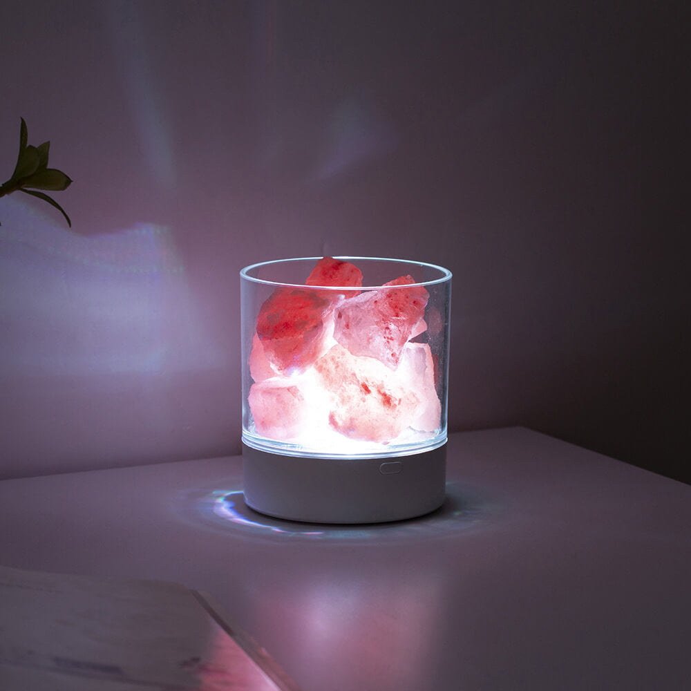 Kristallsalz-Tischlampe mit Farbwechselnder LED