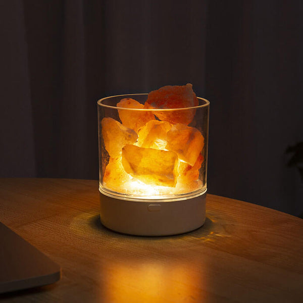 Kristallsalz-Tischlampe mit Farbwechselnder LED