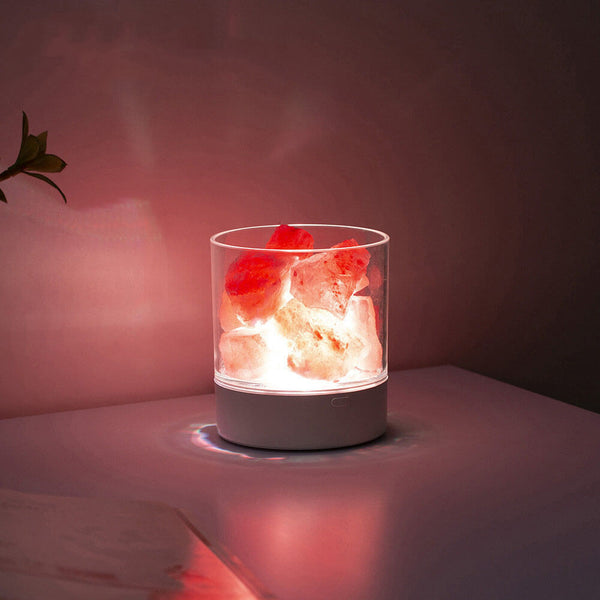 Kristallsalz-Tischlampe mit Farbwechselnder LED