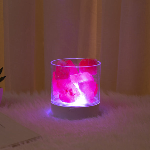 Kristallsalz-Tischlampe mit Farbwechselnder LED