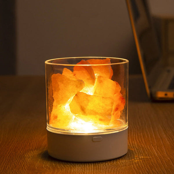 Kristallsalz-Tischlampe mit Farbwechselnder LED