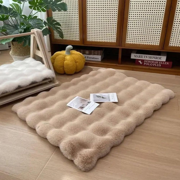 Flauschiger Teppich mit Blasenstruktur für Schlafzimmer