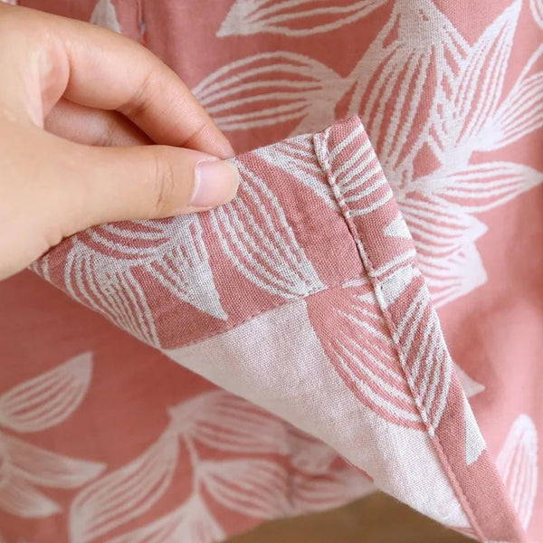 Weicher Kimono-Bademantel mit Blumendruck und langen Ärmeln