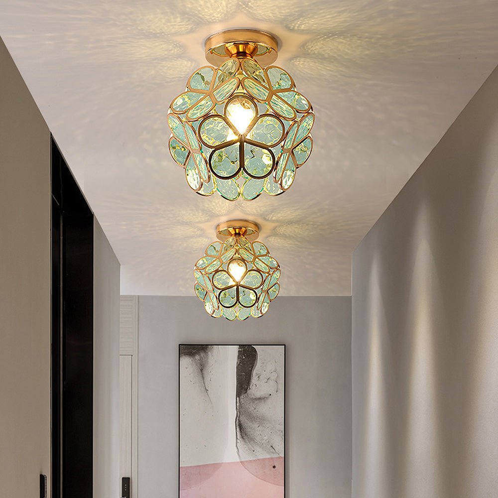 Deko Deckenlampe mit Glasblumen