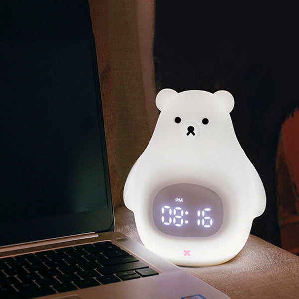 LED-Wecker mit Nachtlicht in Form eines Eisbären