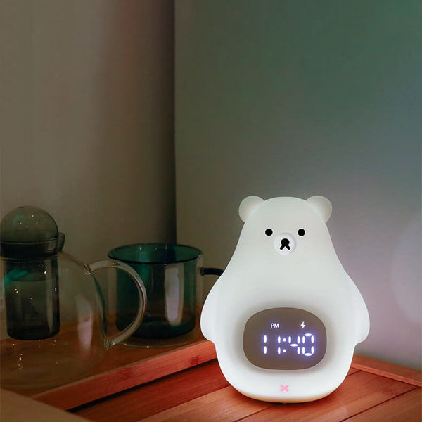 LED-Wecker mit Nachtlicht in Form eines Eisbären