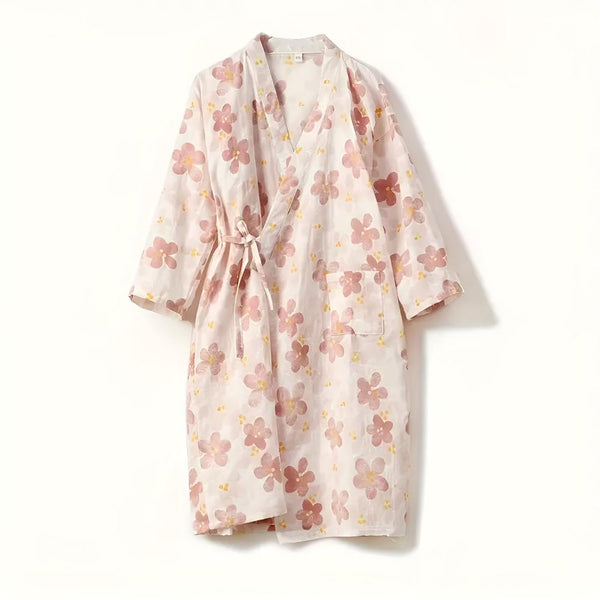 Weicher Blumen Bademantel mit Taschen