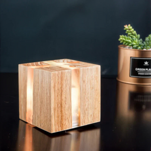 Moderne LED Würfel Tischleuchte Aus Holz