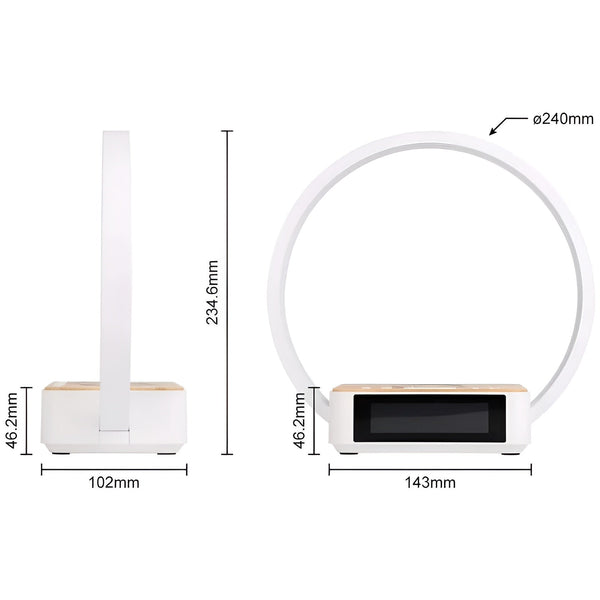 Intelligenter LED-Wecker mit kabellosem Ladegerät und LED lampe