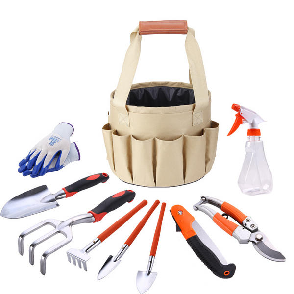 10-teiliges Gartengeräte-Set mit Tragetasche