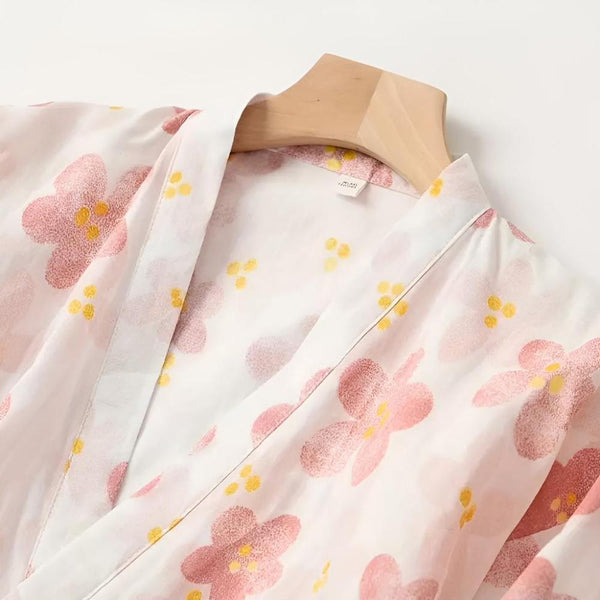 Weicher Blumen Bademantel mit Taschen