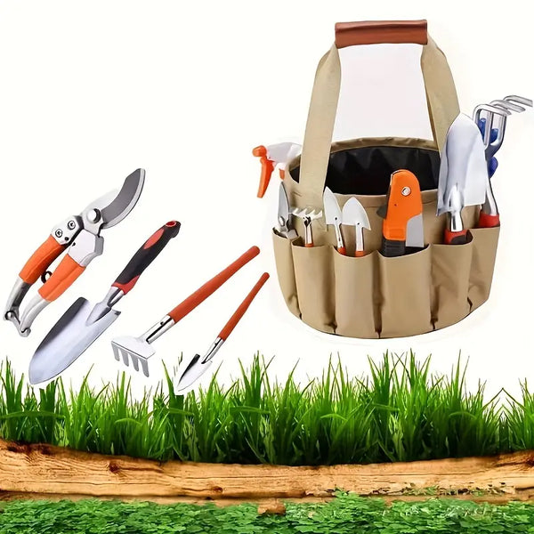 10-teiliges Gartengeräte-Set mit Tragetasche