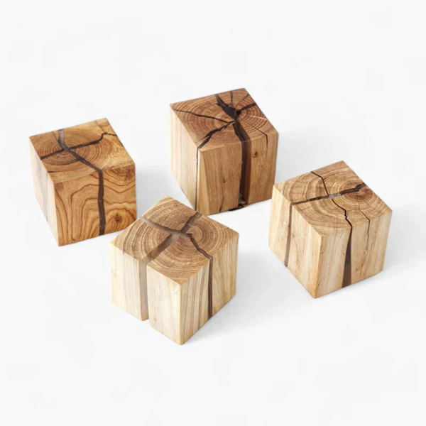 Moderne LED Würfel Tischleuchte Aus Holz