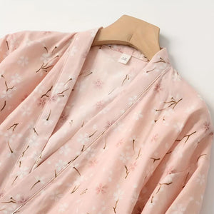Weicher Blumen Bademantel mit Taschen