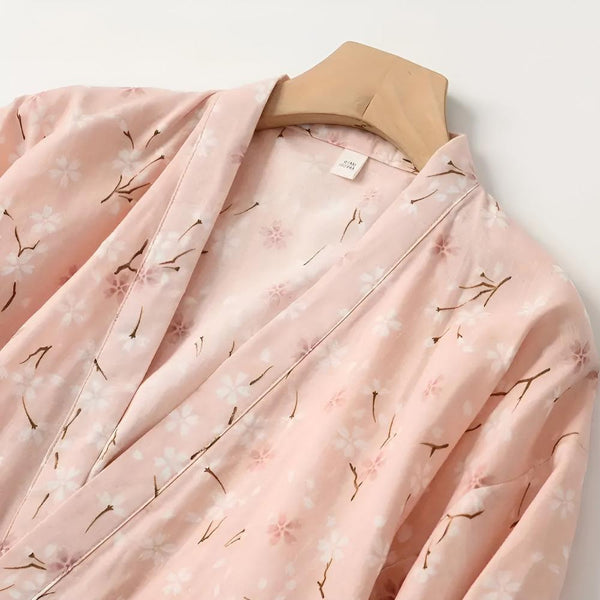 Weicher Blumen Bademantel mit Taschen