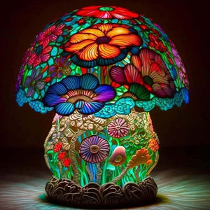 Buntglas Pilz LED Tischlampe