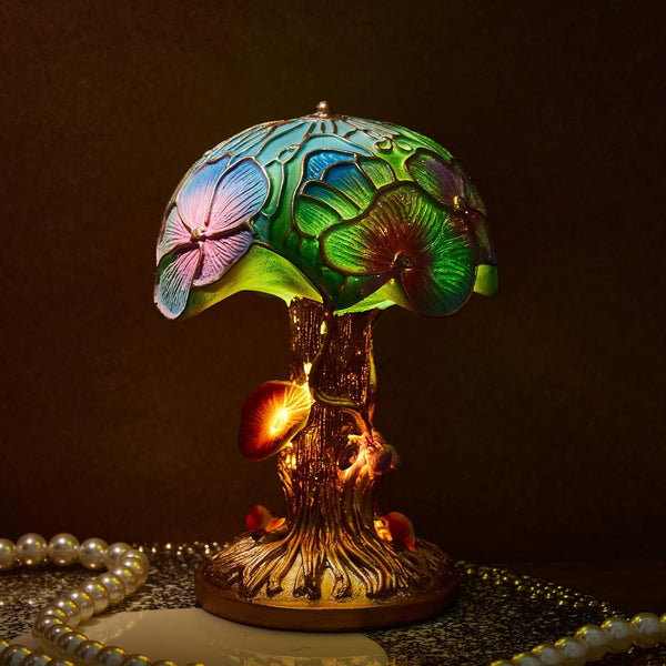 Buntglas Pilz LED Tischlampe
