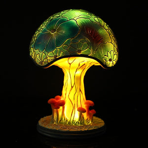 Buntglas Pilz LED Tischlampe
