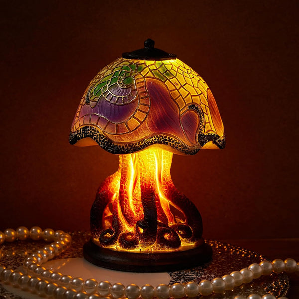 Buntglas Pilz LED Tischlampe