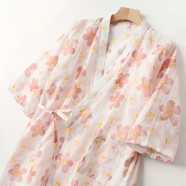 Weicher Blumen Bademantel mit Taschen
