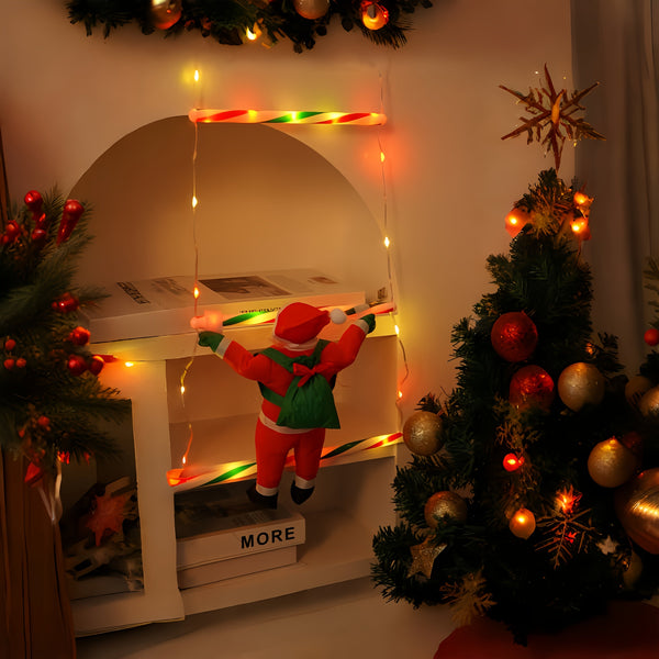 Beweglicher Kletternder Weihnachtsmann Mit LED Weihnachts Beleuchtung