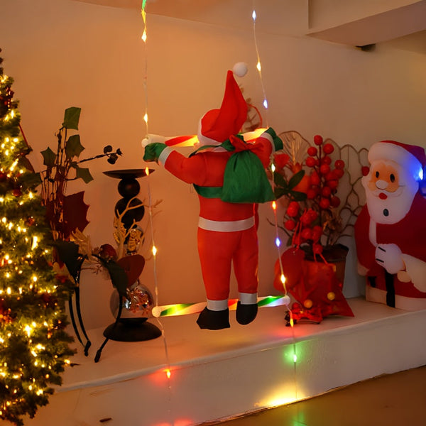 Beweglicher Kletternder Weihnachtsmann Mit LED Weihnachts Beleuchtung