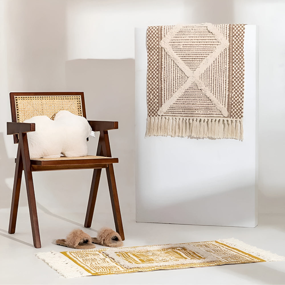 Geometrischer Boho-Fransenteppich