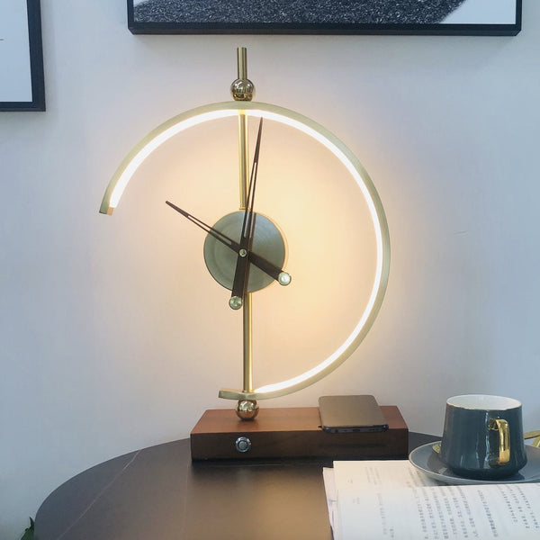 Minimalistische LED-Lampenuhr mit Drahtloser Aufladung