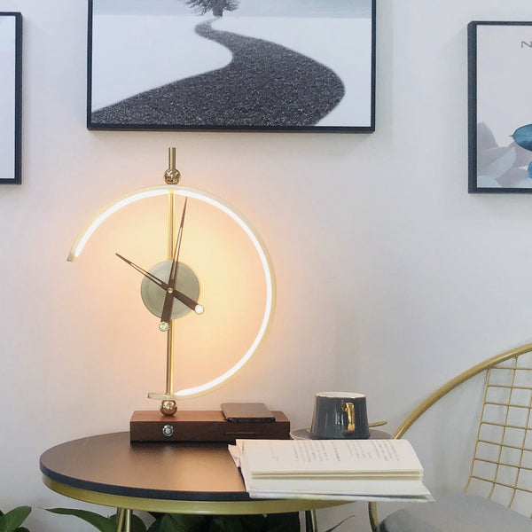 Minimalistische LED-Lampenuhr mit Drahtloser Aufladung