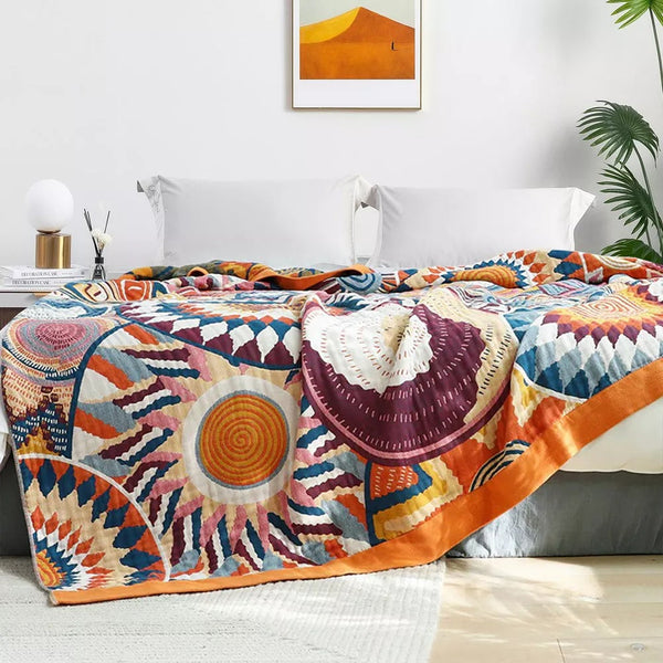 Bunte Boho Geometrische Überwurf Decke