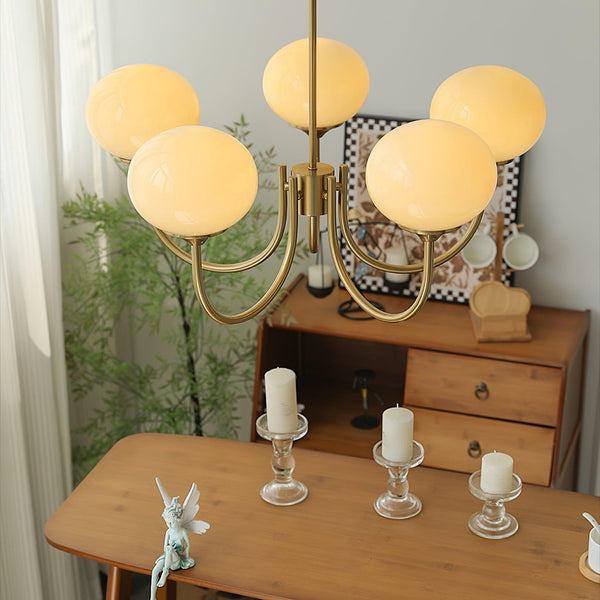 Variant image for Eleganter Gold Kronleuchter Modern mit Rosa Glasschirmen für Innenräume-3