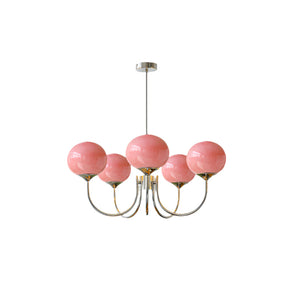 Variant image for Eleganter Gold Kronleuchter Modern mit Rosa Glasschirmen für Innenräume-5