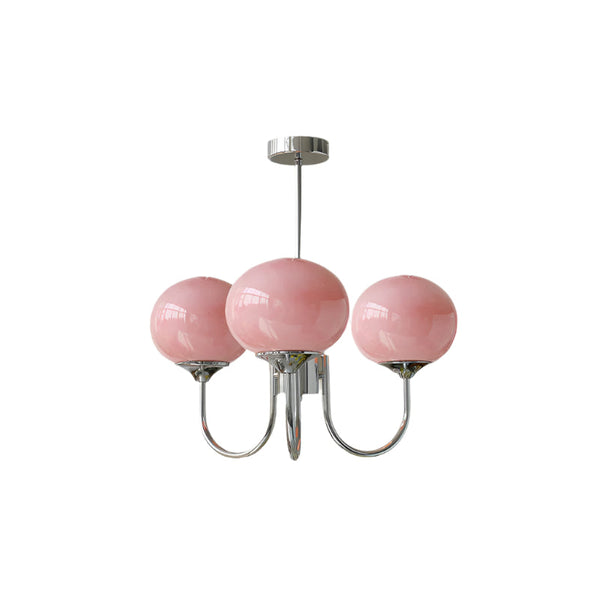 Variant image for Eleganter Gold Kronleuchter Modern mit Rosa Glasschirmen für Innenräume-11