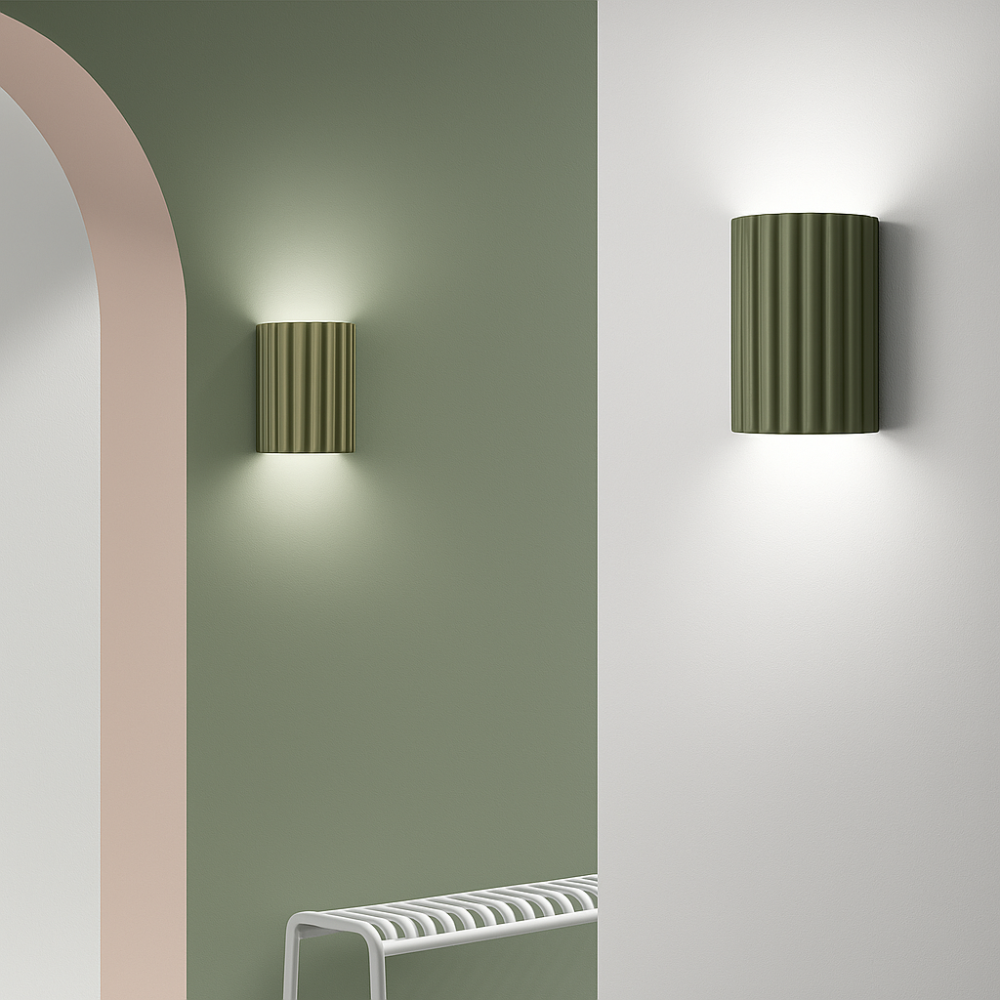 Moderne Zylinder-Wandleuchte mit Rippen