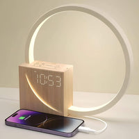 LED-Rundleuchte mit Wecker und Handy-Ladefunktion